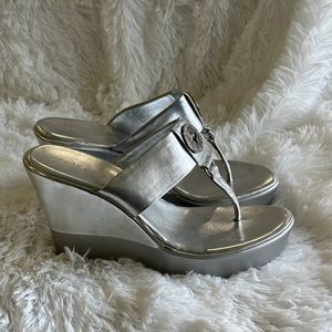 BCBG Platinum Silver Wedges